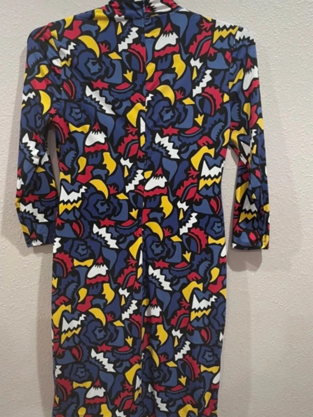 Anne Klein Abstract Print Dress in Blue, Red, Yellow, Black, White - Picture 2 of 3